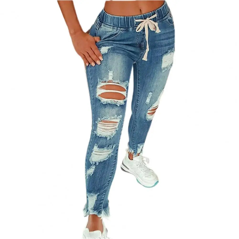 Stretchy Ripped Hole Jeans