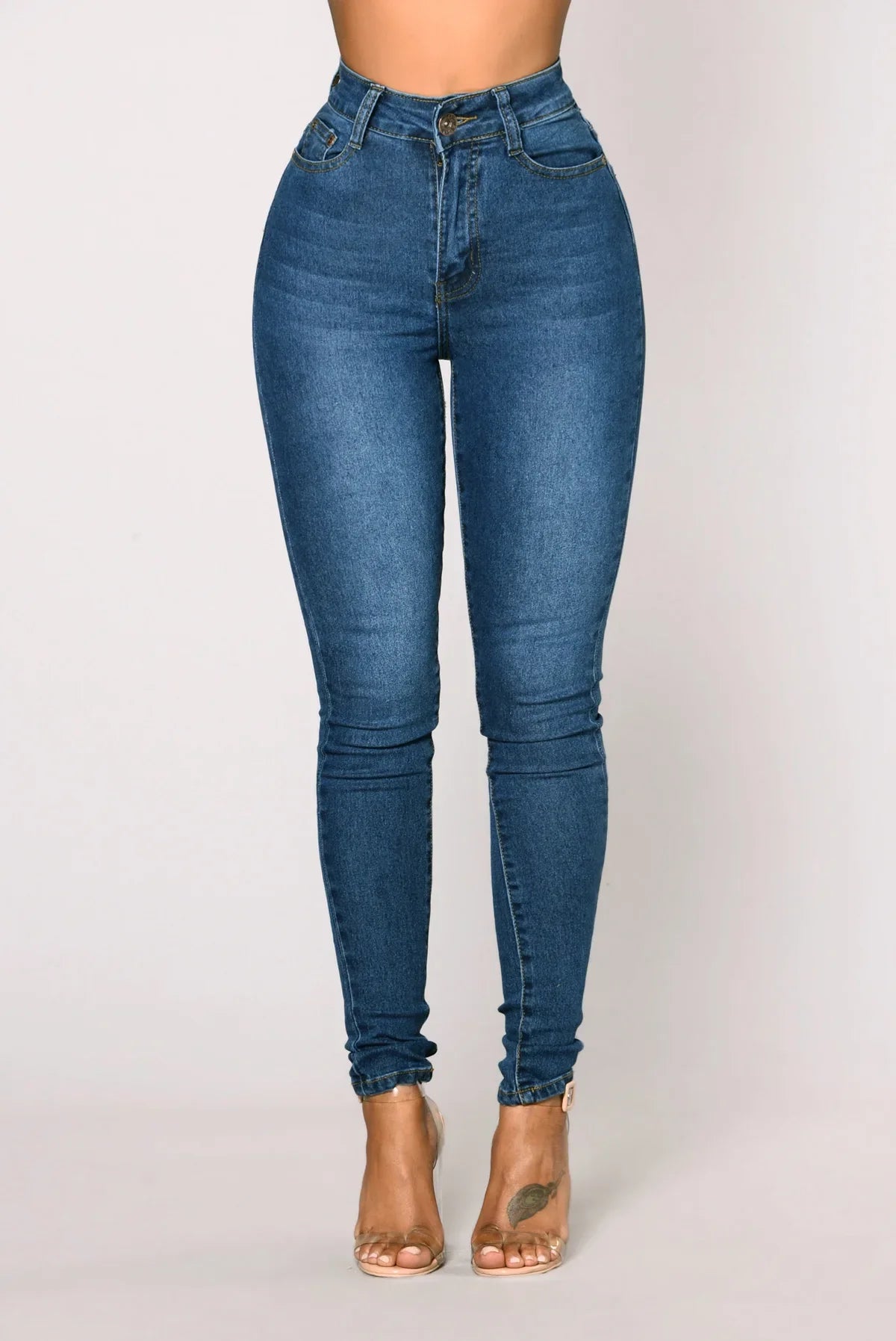 Women High Waist Stretch Hip Lift Denim Skinny Jeans