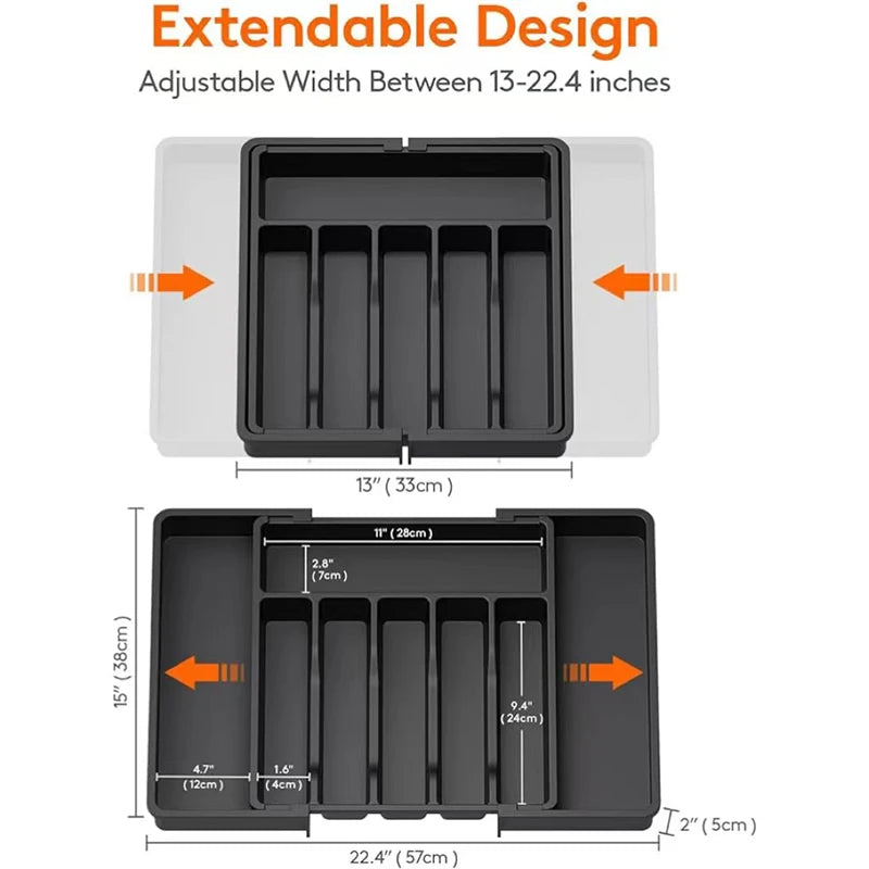 Expandable Cutlery Drawer Organizer, Adjustable Kitchen Utensil Tray Set