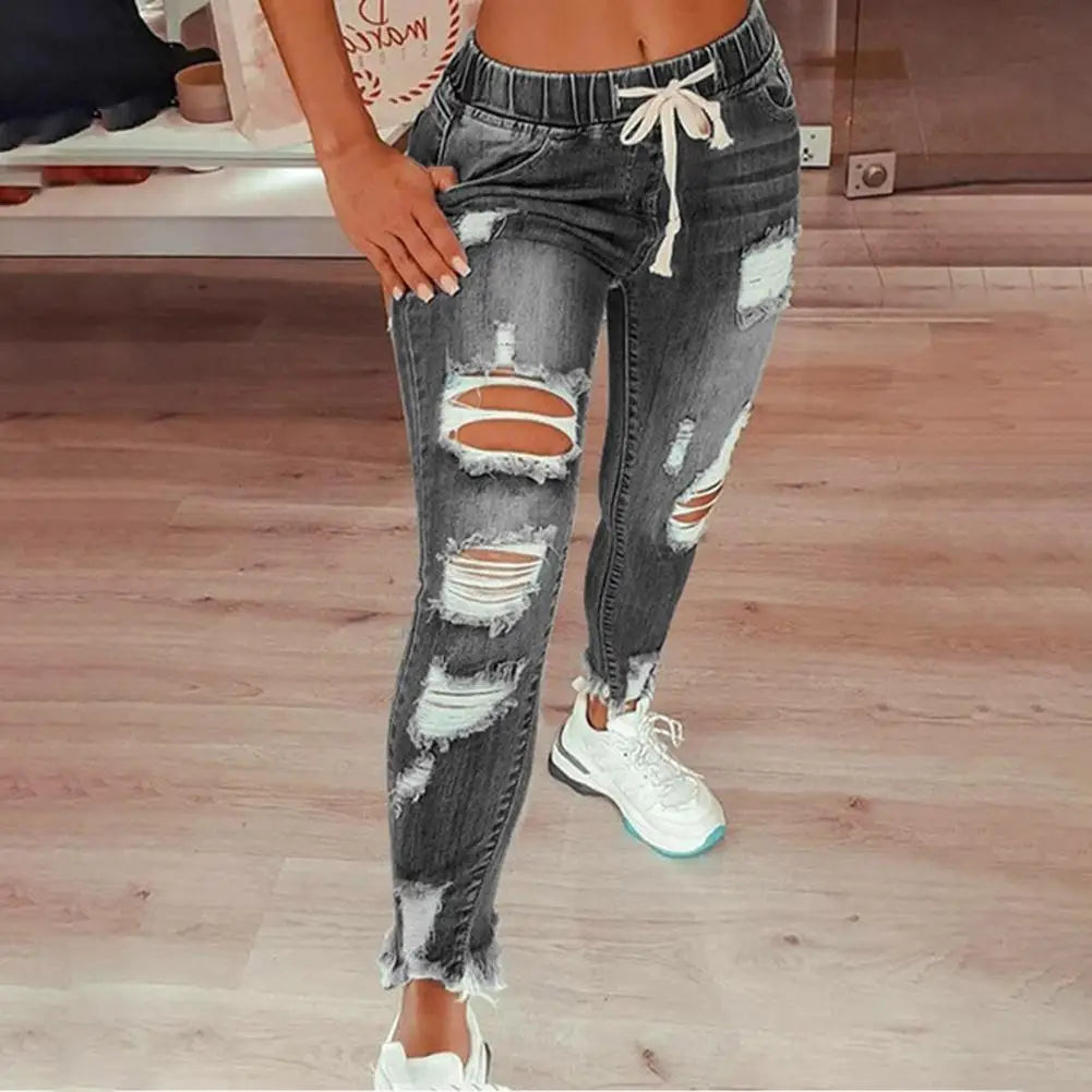 Stretchy Ripped Hole Jeans