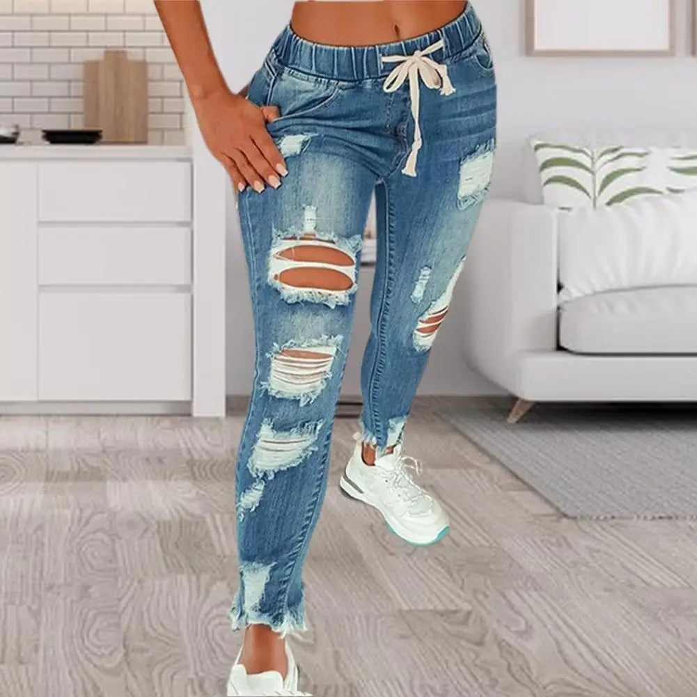 Stretchy Ripped Hole Jeans