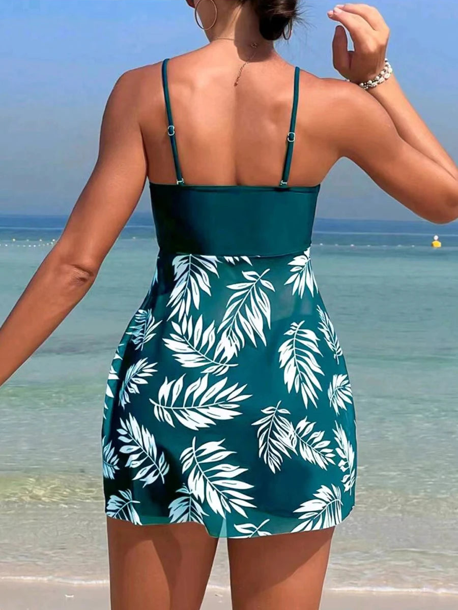 Short Dress Tankini With Shorts Swimsuit