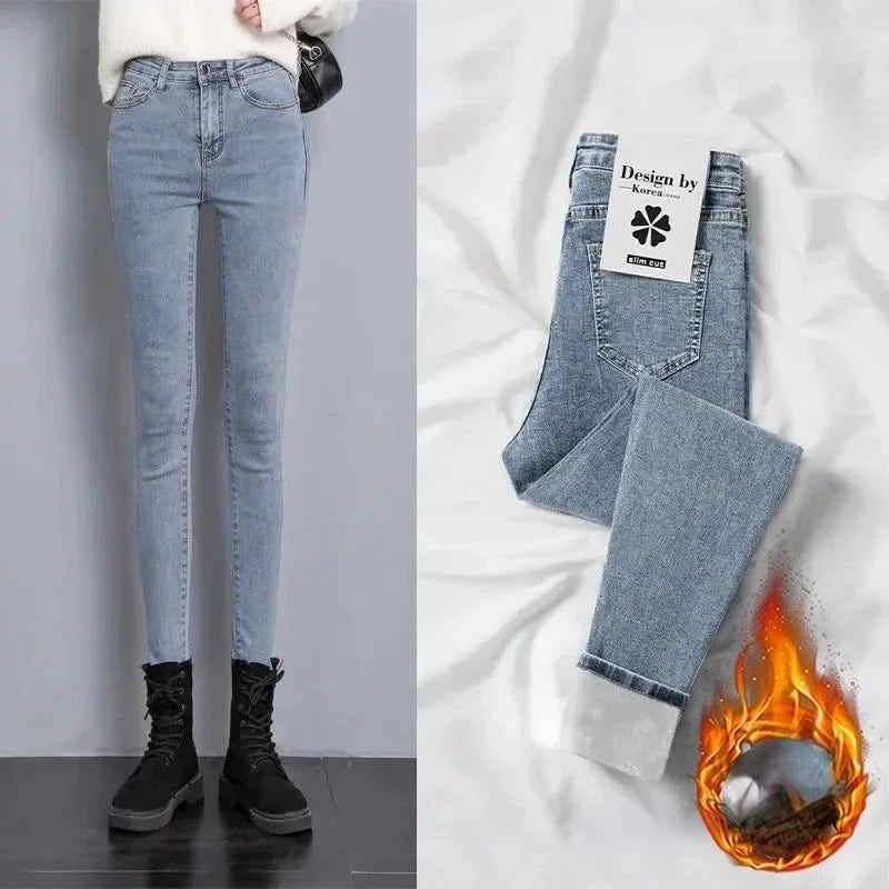 High Elastic washed denim skinny pencil Jeans