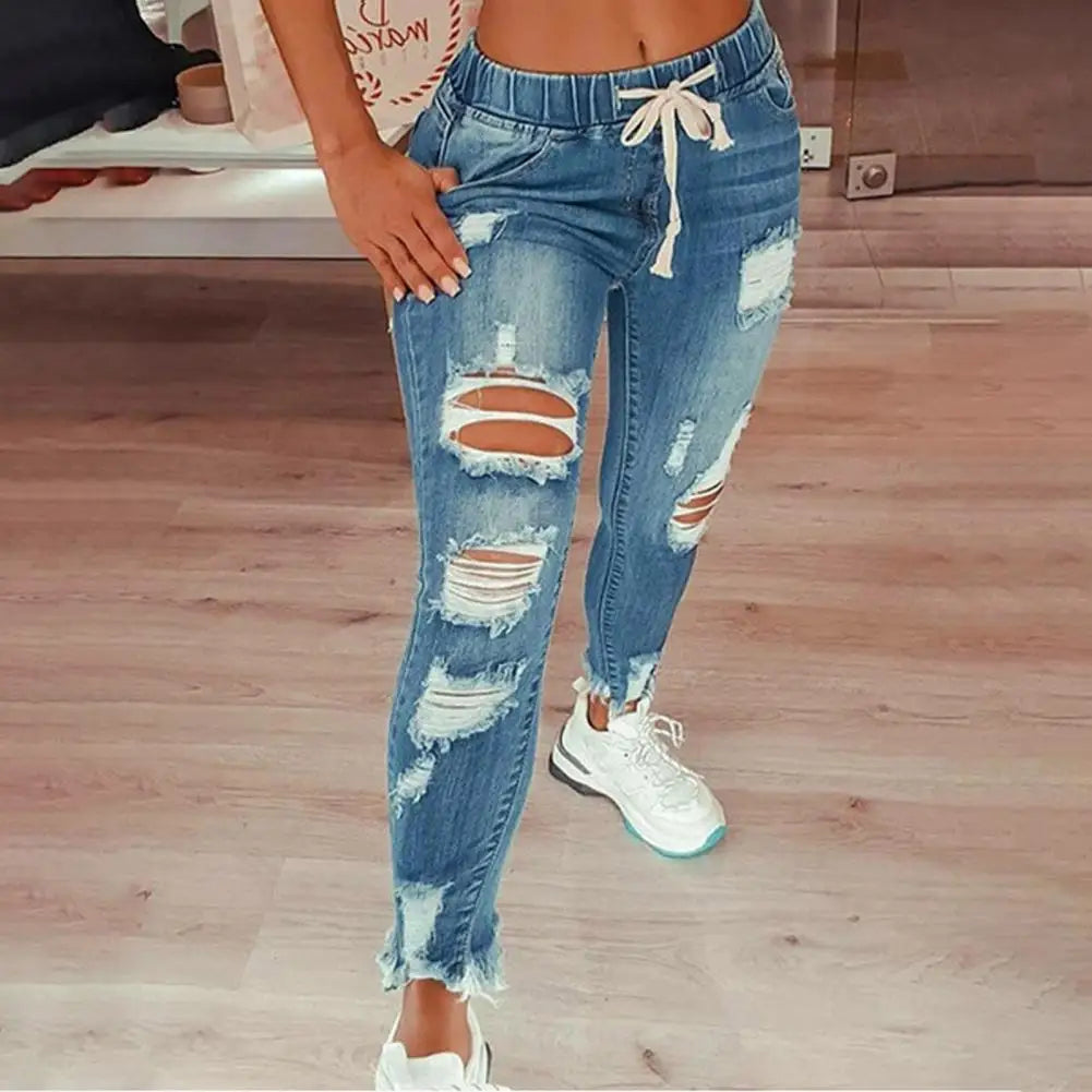 Stretchy Ripped Hole Jeans