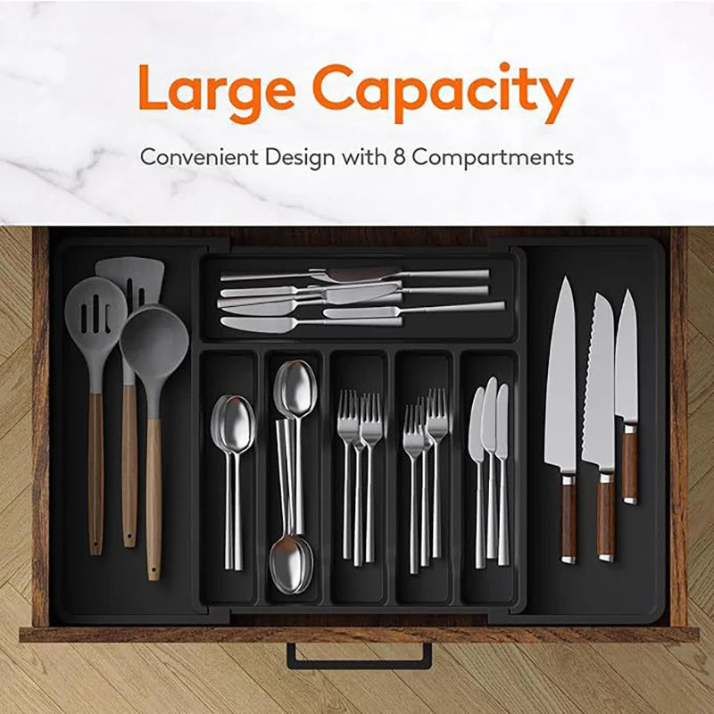 Expandable Cutlery Drawer Organizer, Adjustable Kitchen Utensil Tray Set
